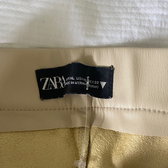 Zara Women's Tan Faux Leather Pants - Picture 6 of 9